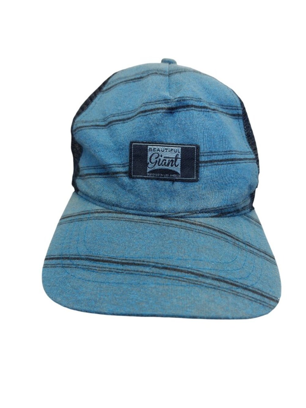 Beautiful Giant Snapback Cap Hat Blue black stripe mesh